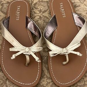 Talbots Women's Gold Metallic Leather Sandals - 6M